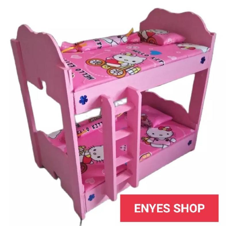 TEMPAT TIDUR TANGGA TINGKAT 2 BONEKA BARBIE MAINAN ANAK FURNITURE TOYS EDUKASI GIFT HADIAH KADO HAMP