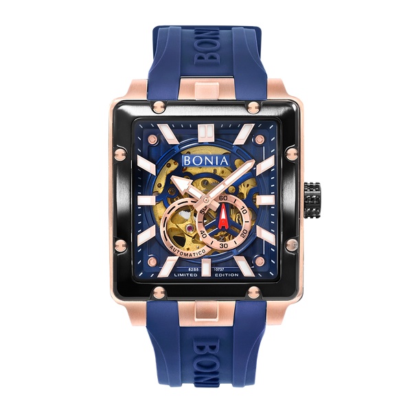 Jam Tangan Pria Bonia Tesoro Blue Dial Limited Edition Automatic BP10737-1082LE Original