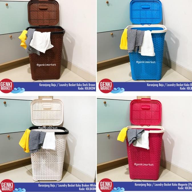 Keranjang Baju Kotor Plastik Tutup / Tempat Baju Kotor / Laundry Bask