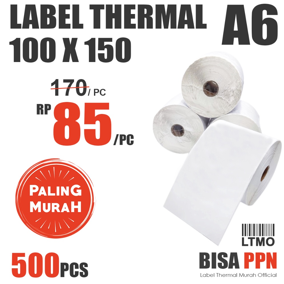 

✅|SaleLabel Barcode MURAH 100 x 150 A6 kertas stiker thermal 500 pcs✯