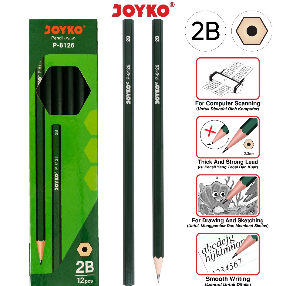 

FDJN9159 TERBARU Pensil Pencil Joyko P-8126 2B 1 Box 12 Pcs