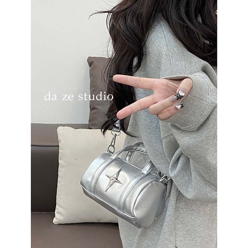 Tas populer wanita tas ember perak selempang bahu satu  korea import fashion slingbag kekinian lucu 