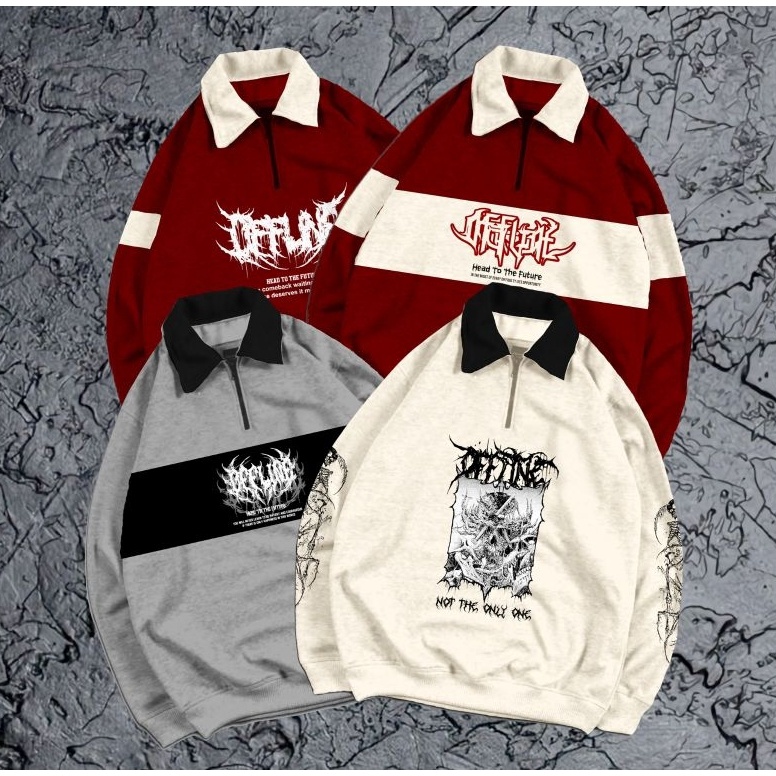 L943 OFFLINE sweater rugby / turtleneck / halfzip vol. 2 unisex pria dan wanita / sweater keren cowo