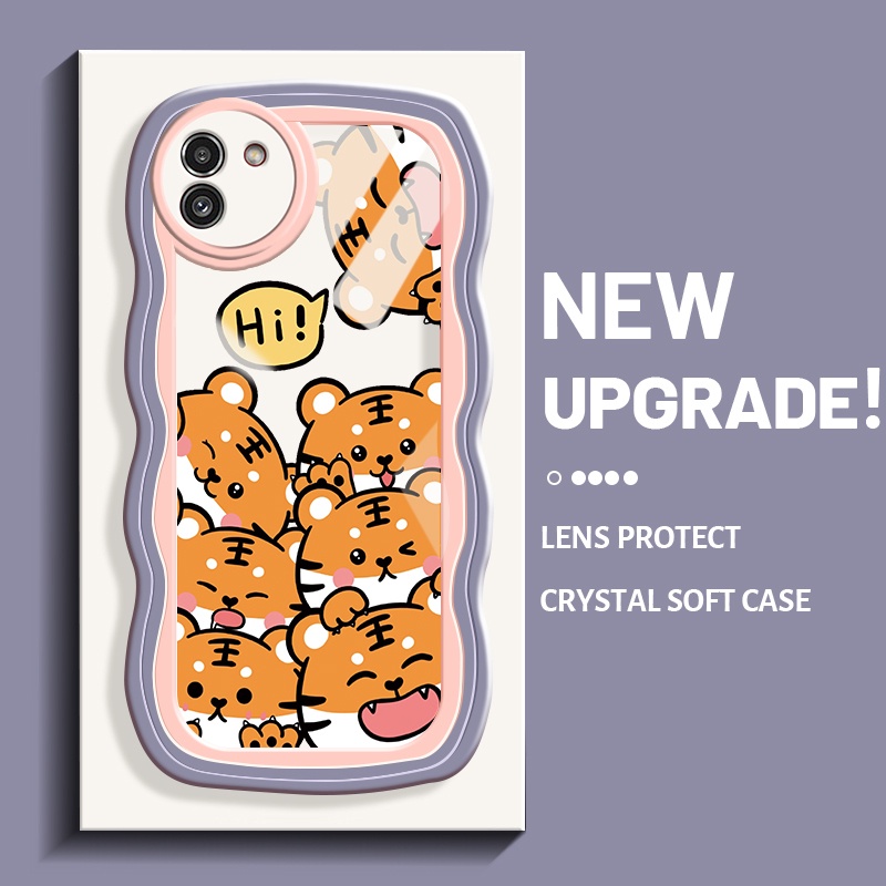 Casing Ponsel untuk Samsung A03 Core A03s A02s M02s A02 M02 Case krim lucu kartun pola harimau HP pe