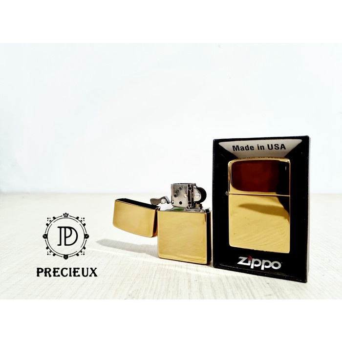 Korek Api Zippo Yellow Gold Polos Matte Original Ping Sound"Precieux"