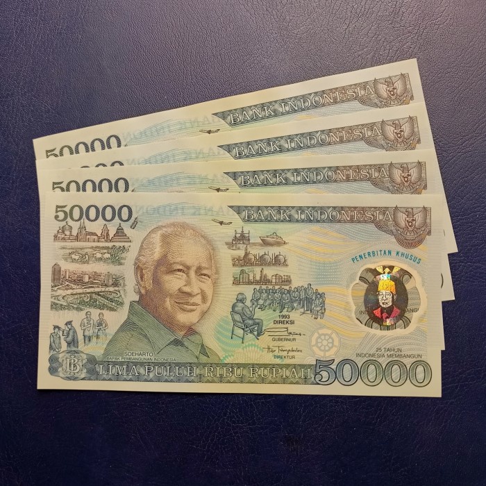 Uang Kuno 50000 Rupiah Soeharto 1993 Polimer Unc Murah