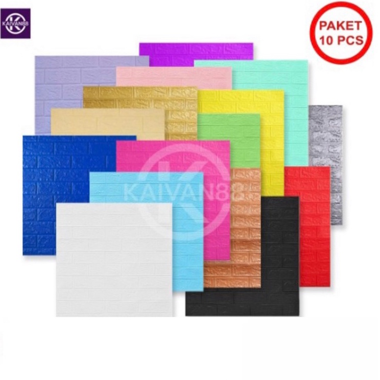 op Kaivan88 Paket 10 Lembar Wallpaper BrickFoam 70x77cm Tebal 3mm ✦ (Stok Banyak)