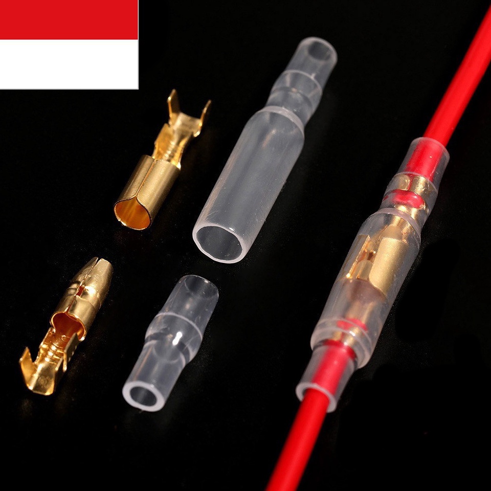 50/100set Skun Kabel Connector Male Female Bulat + Karet Kondom / Skun Kabel motor cazmm
