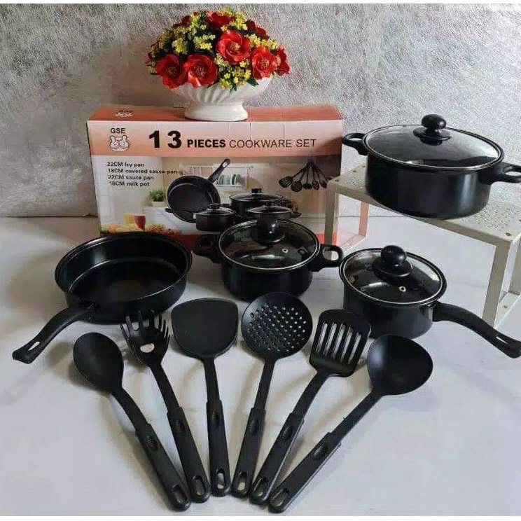 ➥Jcj Cookware Set / Alat Masak 1 Set 13 Pcs / Panci Masak Set / 13 Pcs / Panci Serbaguna Lengkap Unt