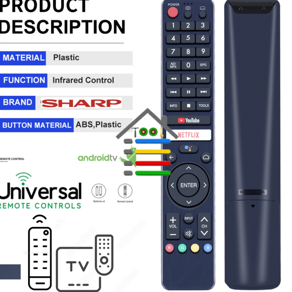 ←CJH REMOTE TV SHARP ANDROID SMART TV 602TV ✽ ✺ ・