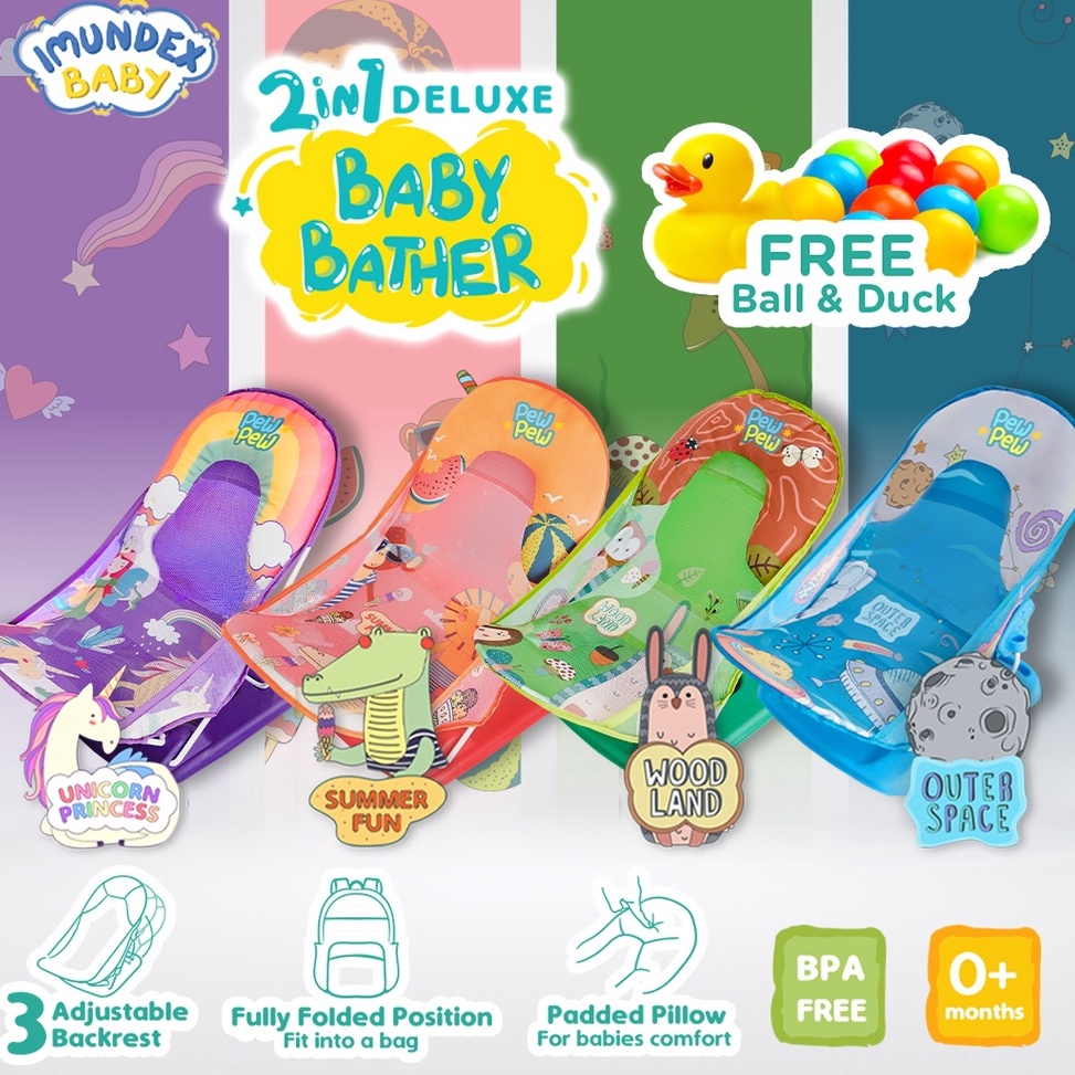 'ZNu IMUNDEX 2-in-1 Platinum Baby Bather Tempat dudukan mandi bayi + Free Duck + Free Ball z Produk 