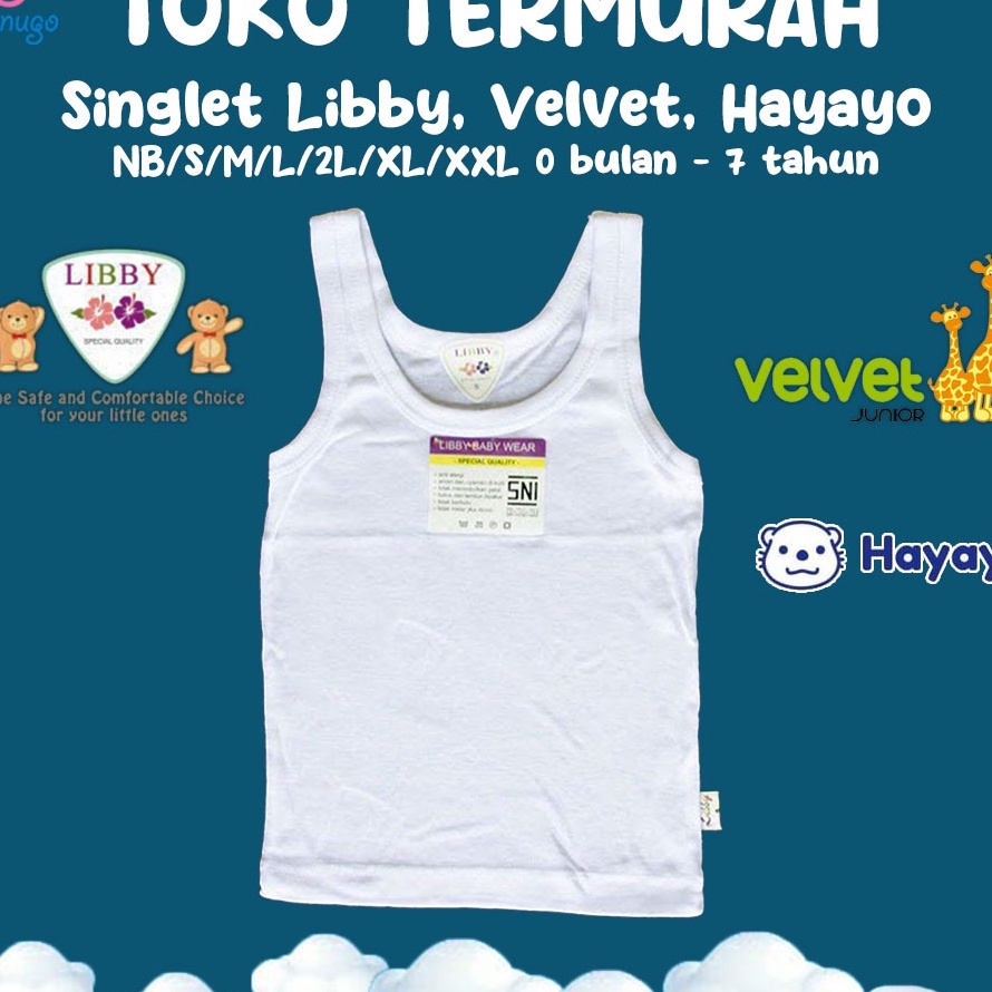 PYYS0743 Terlaku...  LIBBY VELVET JUNIOR Singlet / Kaos Dalam Anak Putih | Baju Anak / Kaos Anak / K