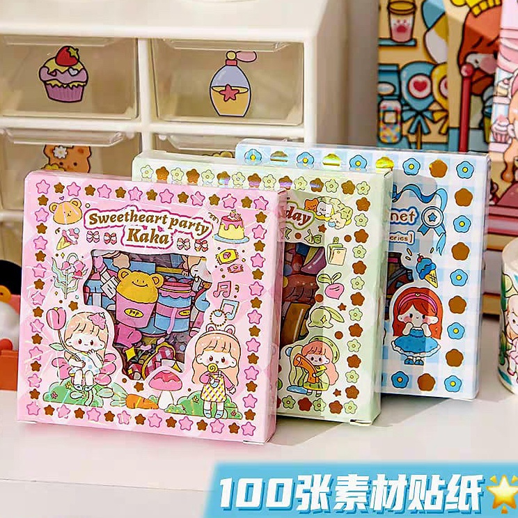 

RXQJ0862 【MEGA SALE】 100 LEMBAR STIKER KARTUN KOREA LUCU ANTI AIR DEKORASI HANDBOOK DIY BARANG READY STCOk