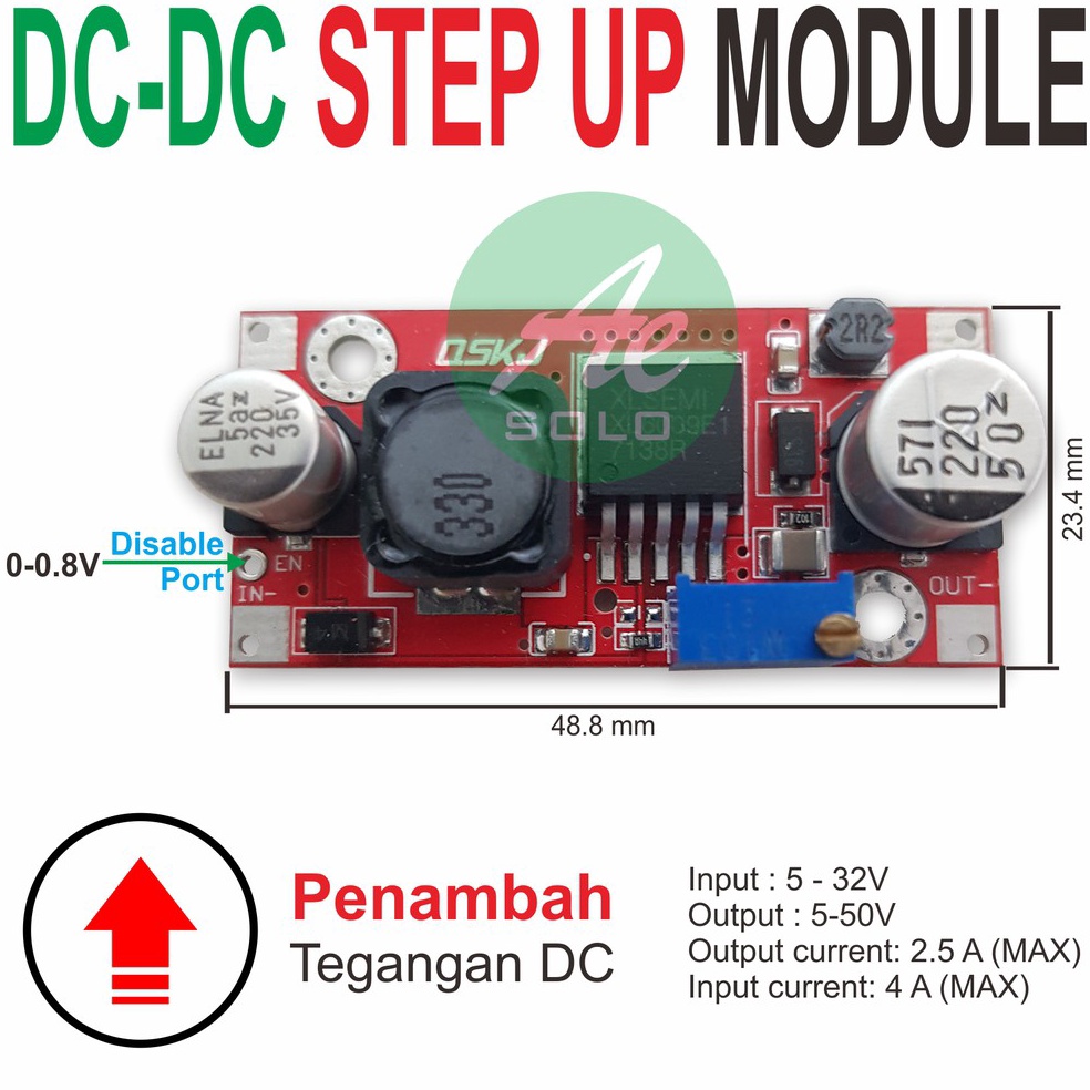 [PROMO7SNA] XL6009 Adjustable DC-DC Step-UP Boost Power Module PCB Merah Penaik Tegangan dc WYY