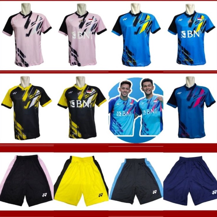 ➷0yf Baju Celana Bulutangkis Fajar Rian Malaysia Open 2023 Y274 / Setelan Badminton France Open 2022