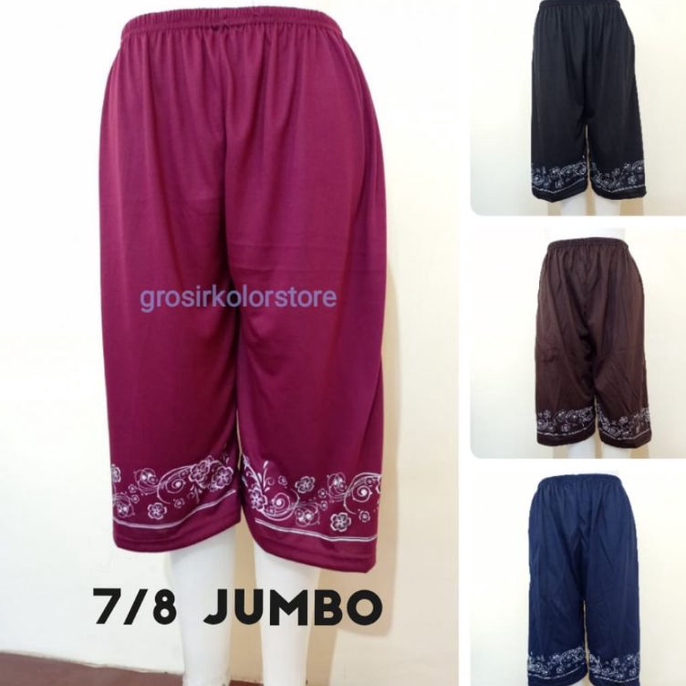 LHPK7987 Terlaku... Celana Kolor Pendek 7/8 Tidur Santai Wanita Dewasa Jumbo XXL Bahan Kaos