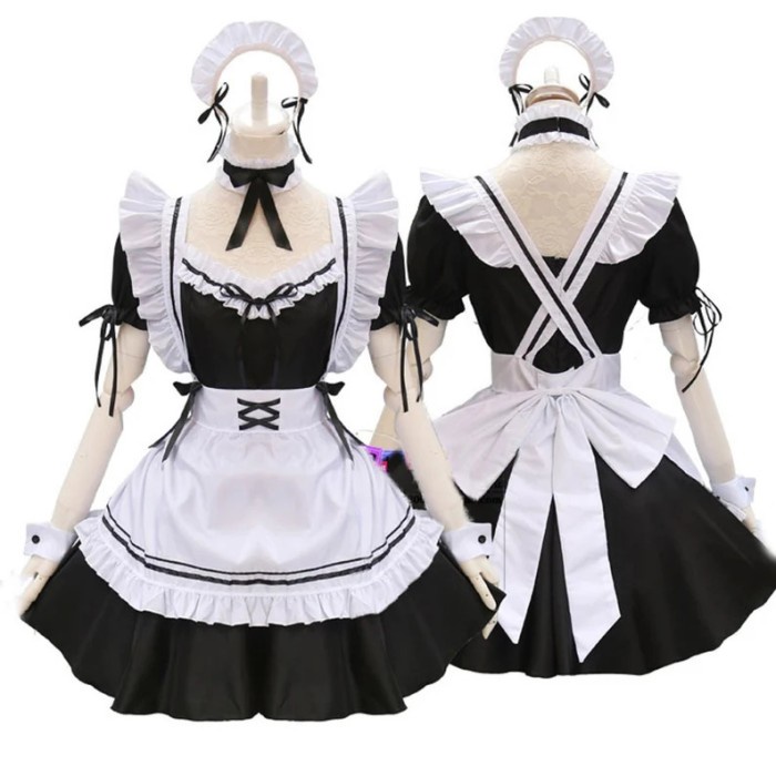 Terlaris Costume Costum Baju Maid Dress / Cosplay Black Costume Dress + Choker