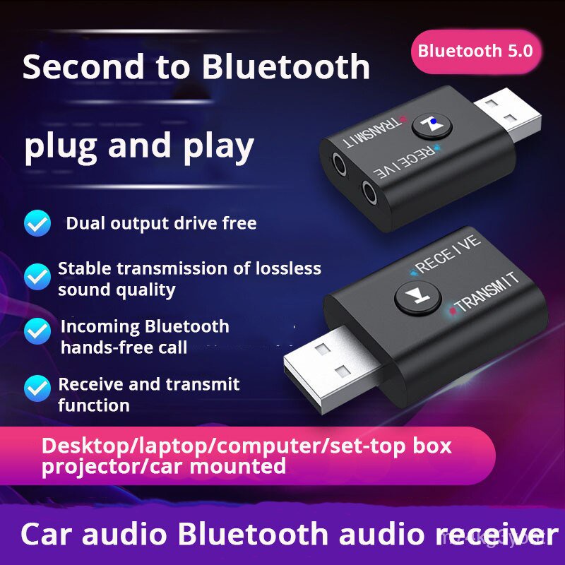 ✅&amp;Bluetooth Audio Adapter Bluetooth USB Receiving Transmitter 2 in 1 Audio Transmitter Receiver