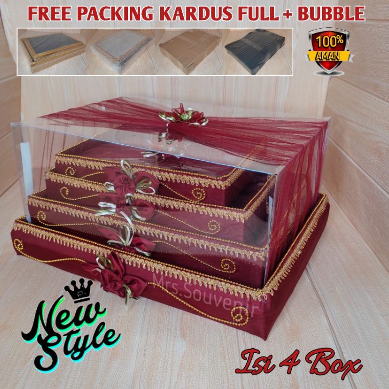 Motif Terkini.. Seserahan Kotak Hantaran Parsel Tempat Mahar Pengantin Lamaran Pernikahan Satu Set F