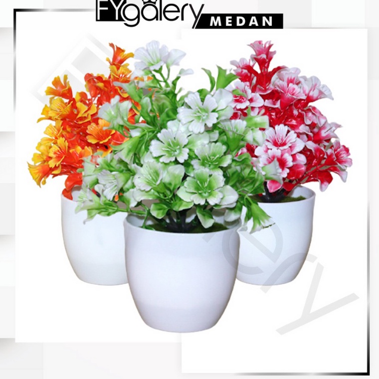 9+BG6-F FygaleryMedan PT42 Pot Tanaman Hias Bunga Hias Plastik Ornamen Pot Bongsai Artificial Flower