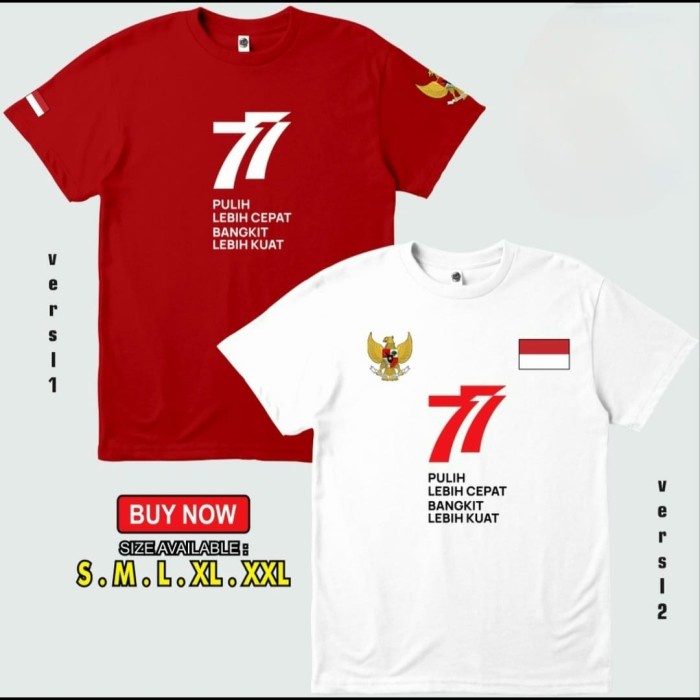 Terbaru Kaos Baju Indonesia Merdeka 77 Tahun / Hut Kemerdekaan Ri Bisa Request