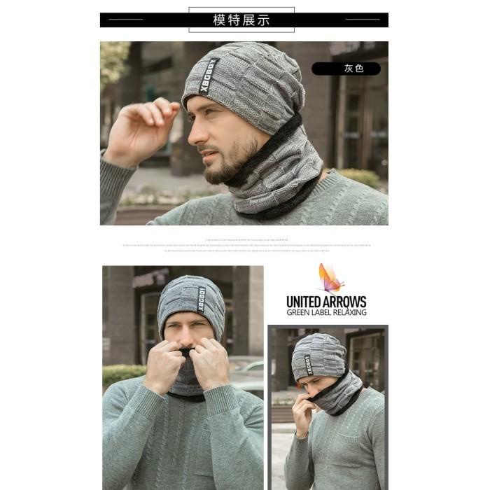 Winter Man Hats Cap Scarf Winter Wool Hat Knitting Cap Skullies Bonnet