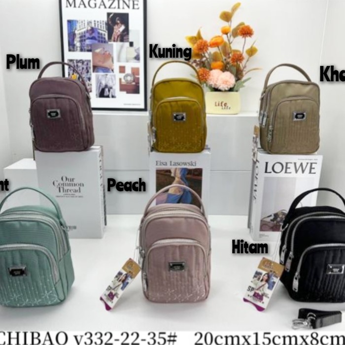 Tas Kanvas Chibao Bordir 2In1 Tenteng Dan Selempang Y332-30 4Sleting