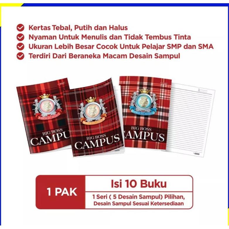 

8.8 [Big Sale] Buku Tulis Campus Big Bos 50 Lembar ( 1Pak/10Buku ) New !!