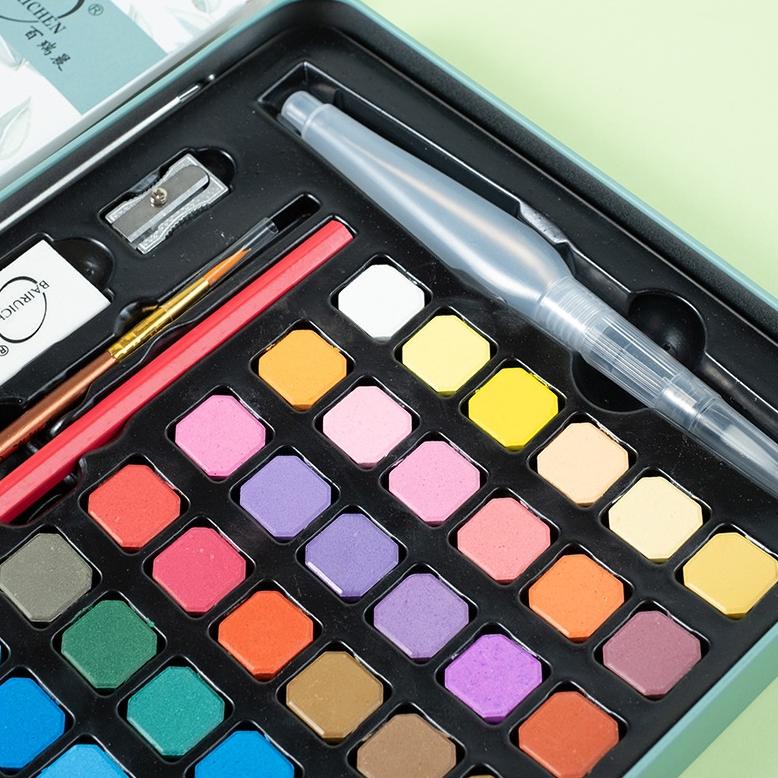 

8.8 [Big Sale] Kaikki Cat Air 36/48 Warna Kemasan Kotak Besi Solid Set Pigmen Portabel Kelas Profesional Anak Pemula Cat Air New !!