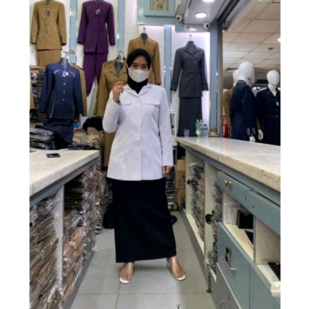 Laris Blazer Guru Hitam Putih Rok Span / Seragam Hitam Putih / Baju Hitam Putih Guru / Baju Hitam Pu