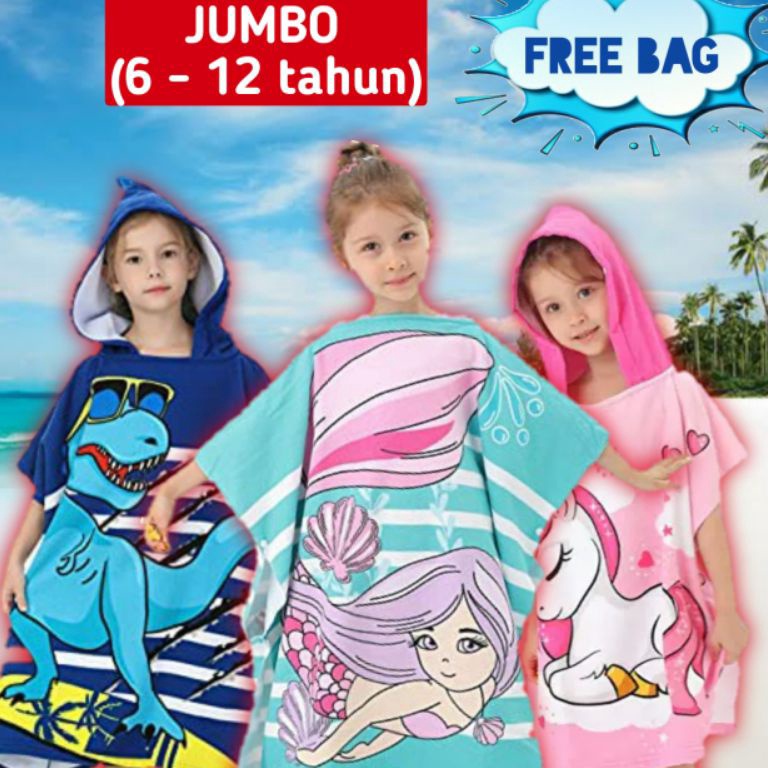 PALING LARIS. HANDUK PONCO JUMBO ANAK USIA 6, 7, 8, 9, 10, 11, 12, 13 TAHUN, HANDUK RENANG, HOODIE K