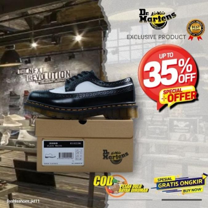 Sepatu Pria Dr Martens 3989 Black White Smooth Brogues Original Bnib Molleandro