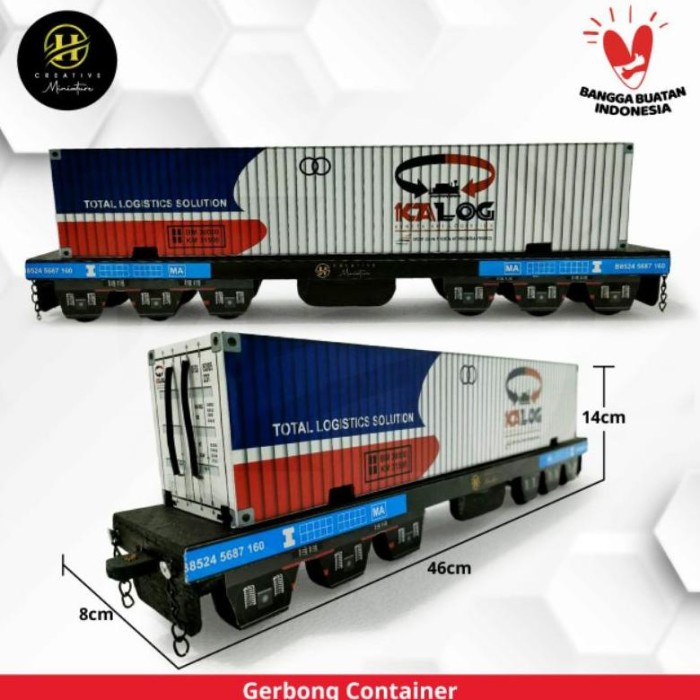 HOT SALE MINIATUR KERETA API KAYU_GERBONG KONTAINER TERBARU