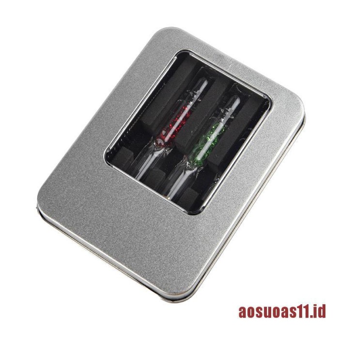 Terlaris Ausuo 3Pcs Borosilicate Glass One Hitter Pipe Bat Metal Tip Storage Ca