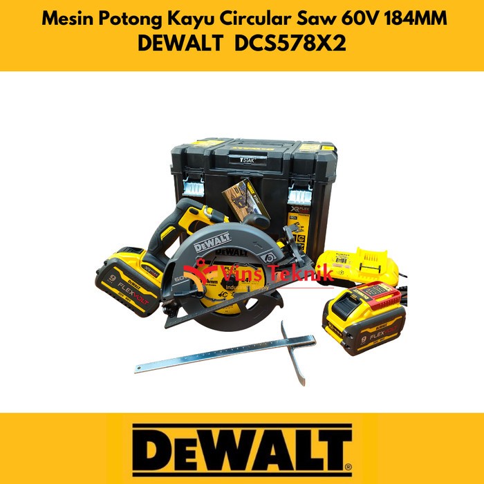 Terlaris Mesin Potong Kayu Circular Saw Cordless 60V Dcs578X2 Dewalt Dcs 578