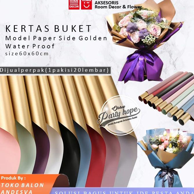 

Promo [Isi 20] Kertas Buket Bunga Side Golden / Kertas Paper Wrapping Flower