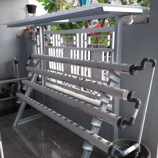 BARU  Instalasi Pipa Hidroponik 2 meter Full Set Rangka Baja Ringan + Atap