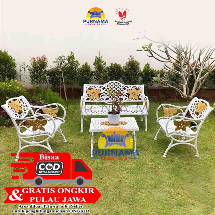 Best Seller Kursi Taman Besi 1 Set Jasmine Star
