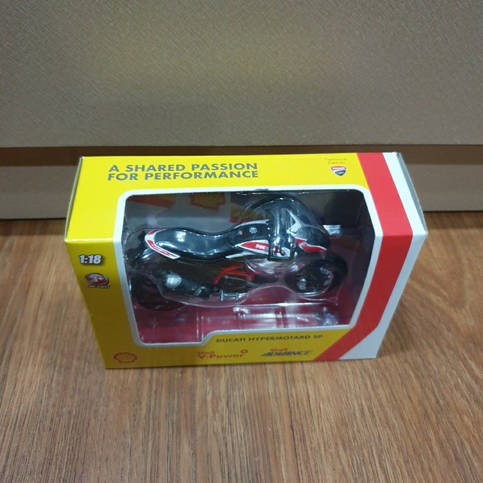 MUST HAVE MAINAN ANAK SHELL V-POWER DIECAST MOTOR DUCATI HYPERMOTARD SP BLACK TERBARU