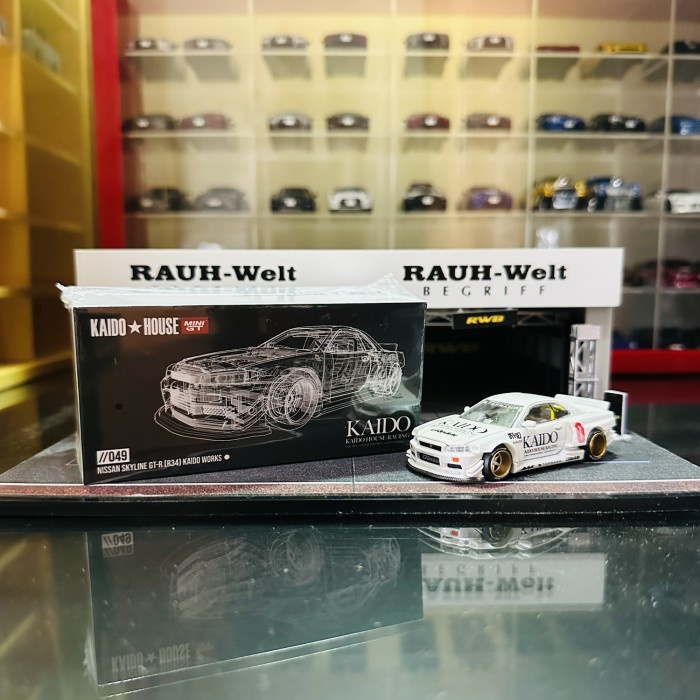 MUST HAVE MINI GT X KAIDO HOUSE CHASE KHMG049 NISSAN SKYLINE GTR R34 WHITE TERMURAH