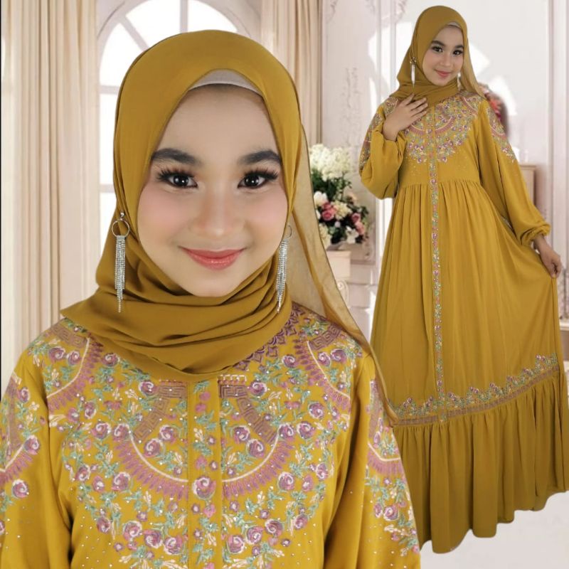 Gamis Bordir Payet di Dada