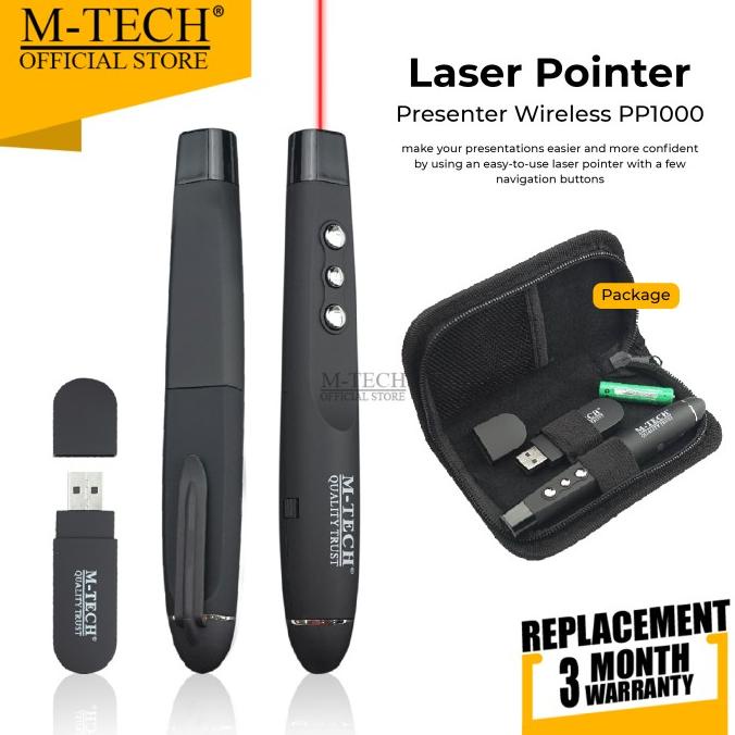 Terlaris M-Tech Original Laser Pointer Pp1000 Alat Wireless Presentasi Terbaik