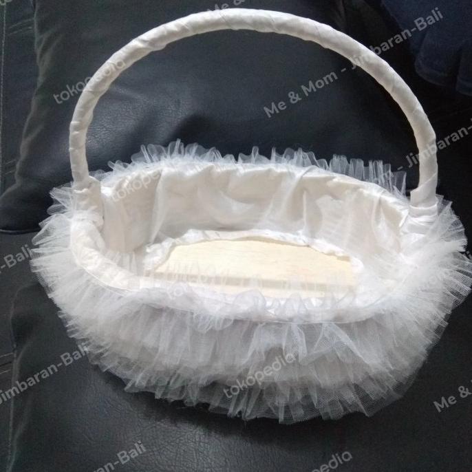 ___] flowergirl basket putih renda wedding dekor keranjang tabur bunga