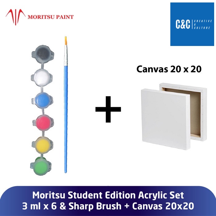 

QQ3 CAT AKRILIK SET MORITSU STARTER KIT 3ML - CAT AKRILIK + KUAS + KANVAS AJW