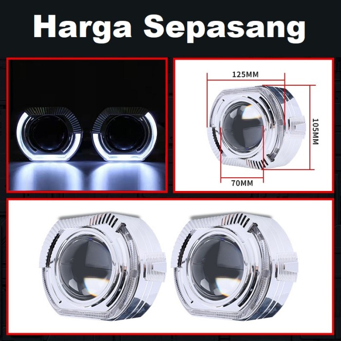 SHROUD PROJECTOR BILED BMW SPORT ANGEL EYE CRYSTAL PROJIE 3 INCH INCHI