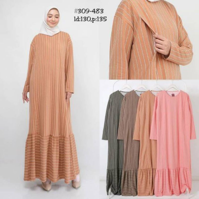 GAMIS JUMBO BAHAN BABY TERY LD 120 SALUR BUSUI FRIENDLY READR WARNA ARMY