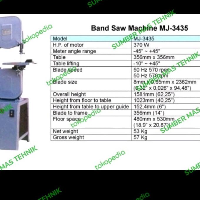 Ns Mesin Bandsaw Mj3435 Mesin Potong Tulang Potong Mika