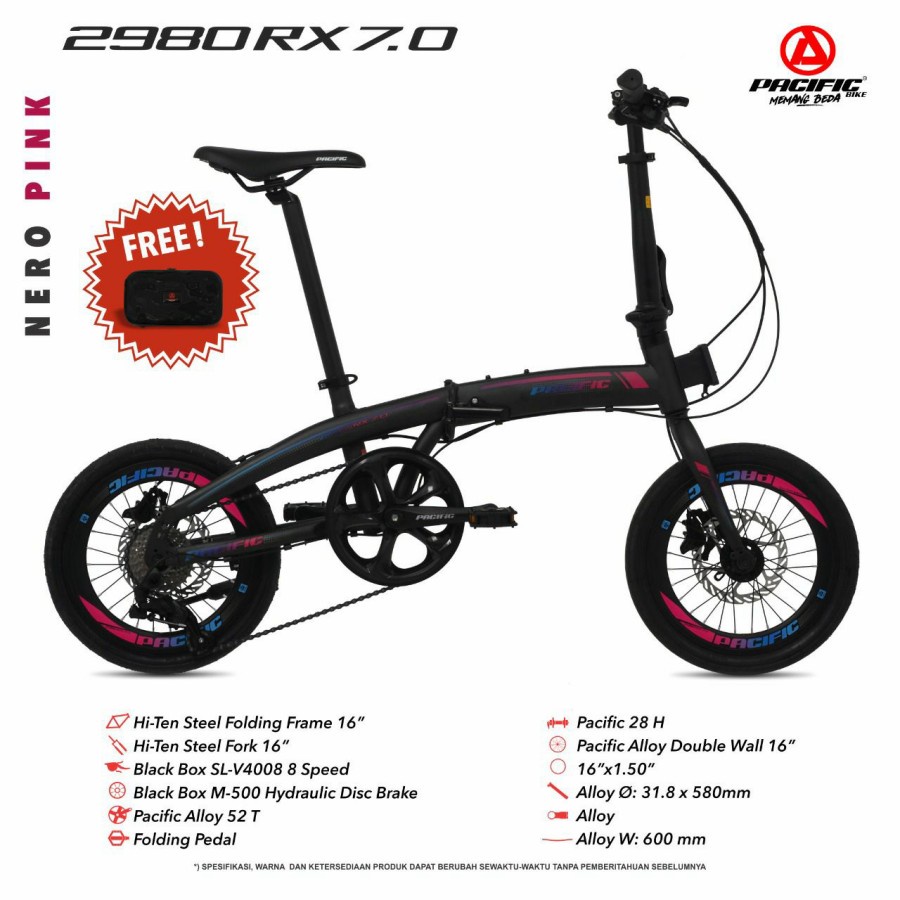 sepedaa lipat 16" PACIFIC 2980 RX 7.0 REM HYDROLIC 8 SPEED