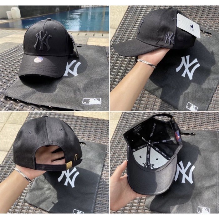 Topi Topi MLB Cap / NY Cap Mini font / Topi Baseball Korea Unisex Cap - 1(W2I0) Topitopi wanita hija