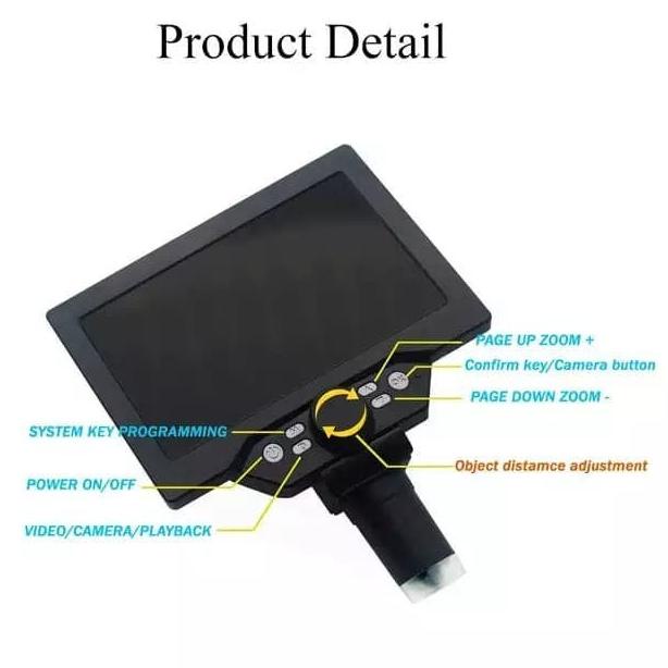 Digital Microscope 12Mp 7 Inch 1-1200X Mikroskop Lcd Display 7In G1200
